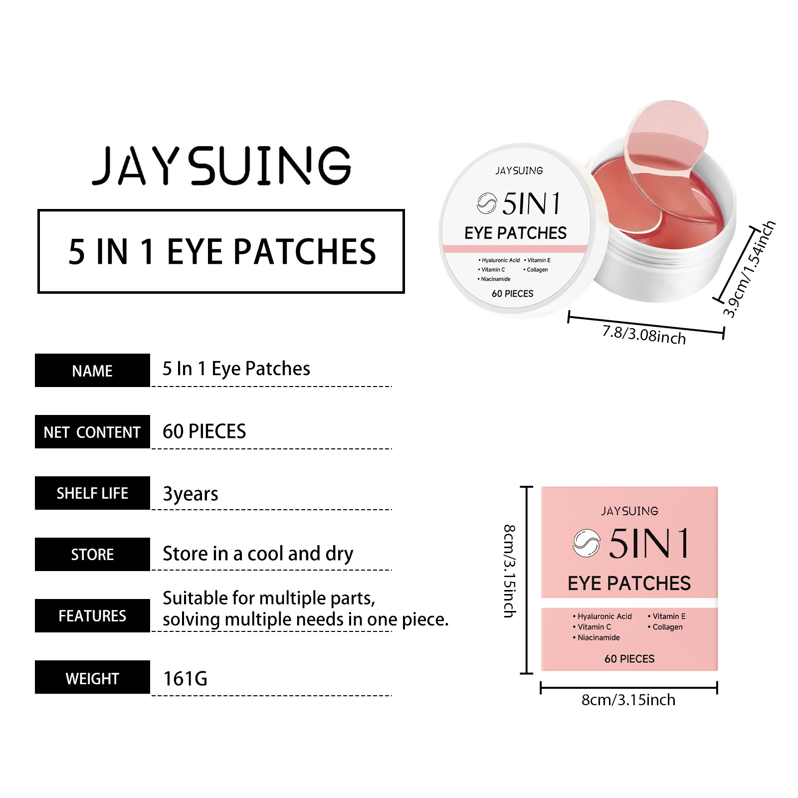 JAYSUING 5-in-1 Under Eye Patc - Hyaluronic Acid Facial Serum 评论和价格