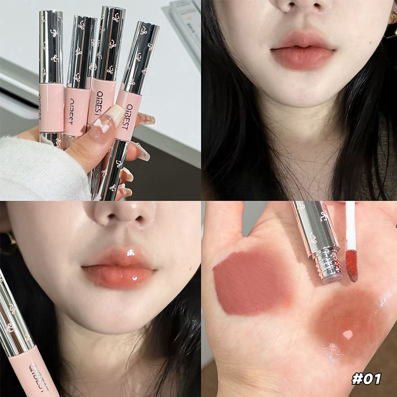 QIBEST Double Head Lip Gloss M - Matte Velvet Lip Tint Long Lasting 评论和价格