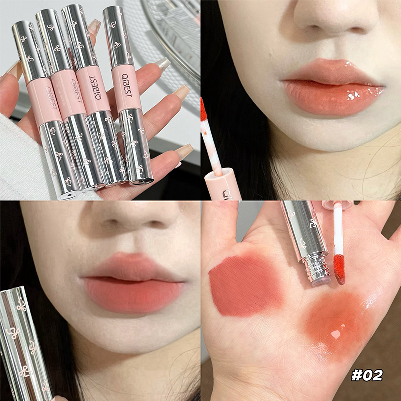 QIBEST Double Head Lip Gloss M - Matte Velvet Lip Tint Long Lasting 评论和价格