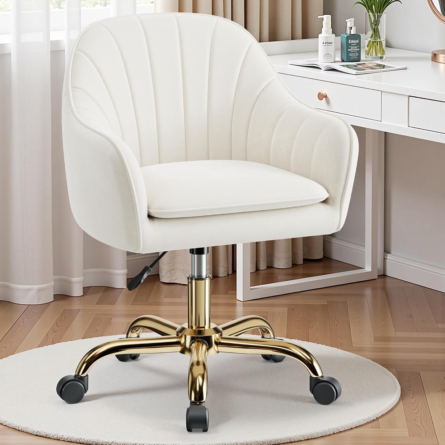 Vanity Chair with Wheels, Comf - Makeup 评论和价格
