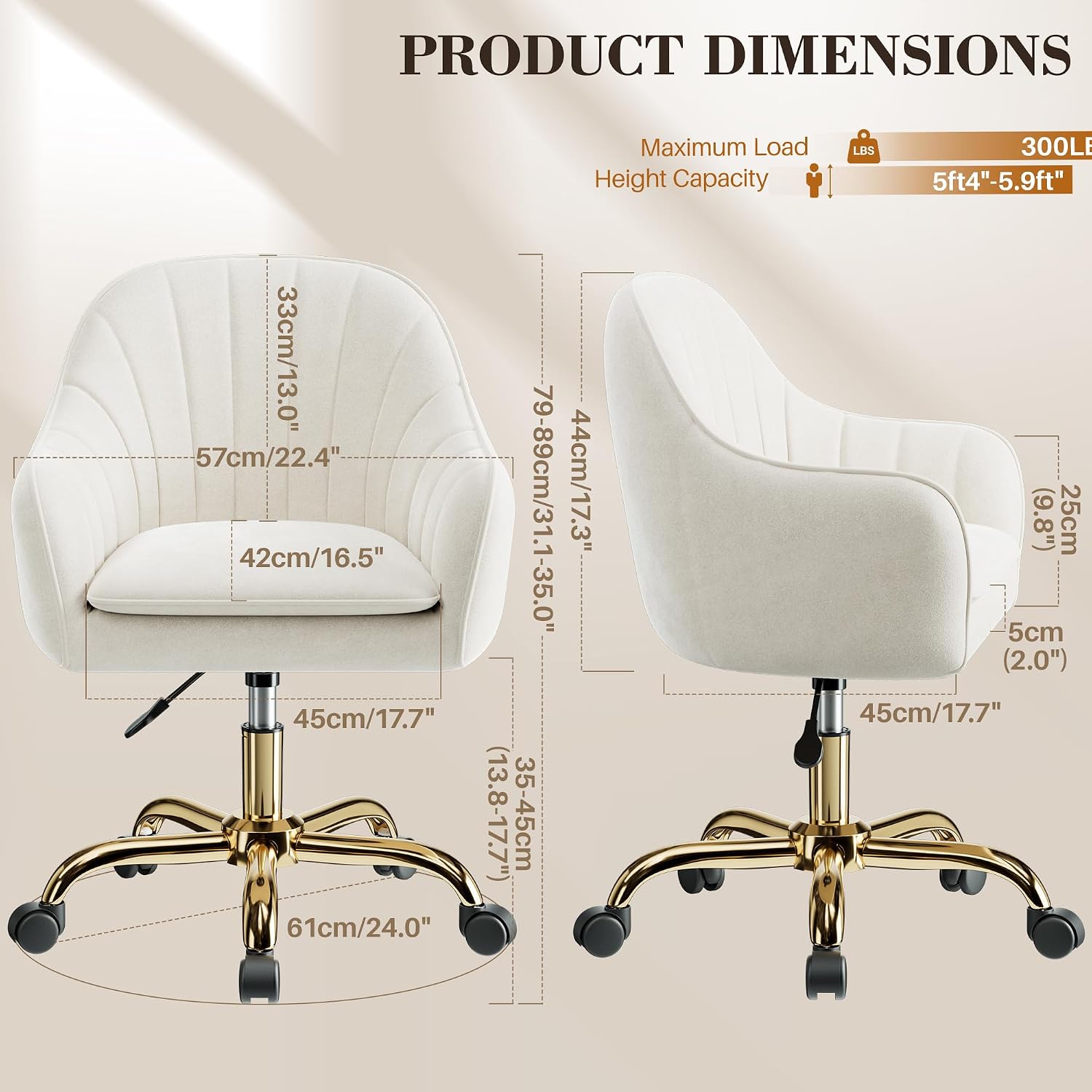 Vanity Chair with Wheels, Comf - Makeup 评论和价格